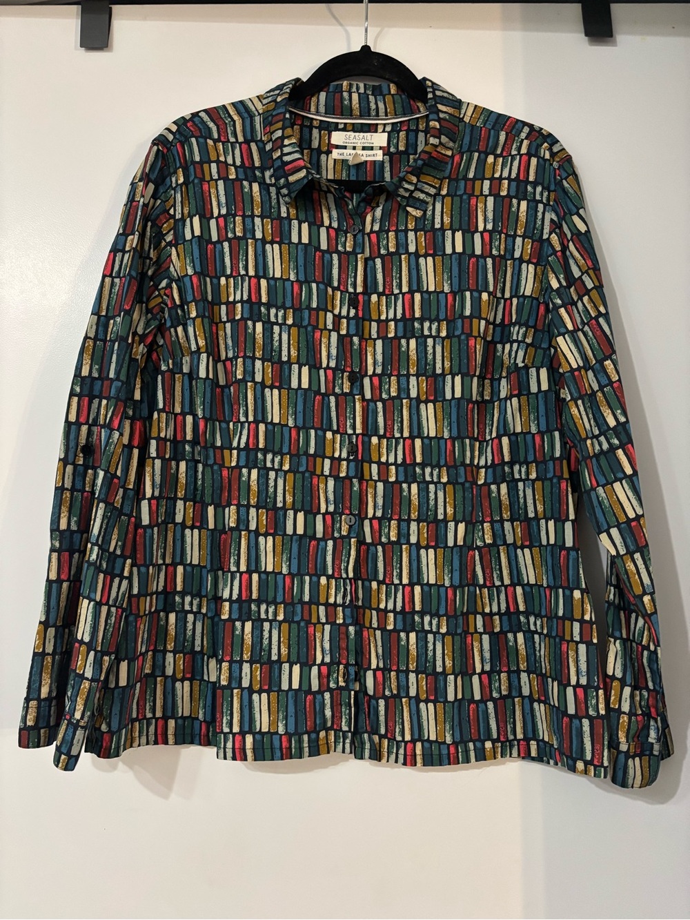 Seasalt Cornwall Organic Cotton Larissa Bookshelf Print Button Up Shirt Size 12